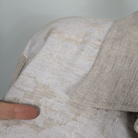 Vintage Cropped Jacket Top Brown M 90s Neutral Tan Natural Cream Floral Boho - Picture 12 of 12